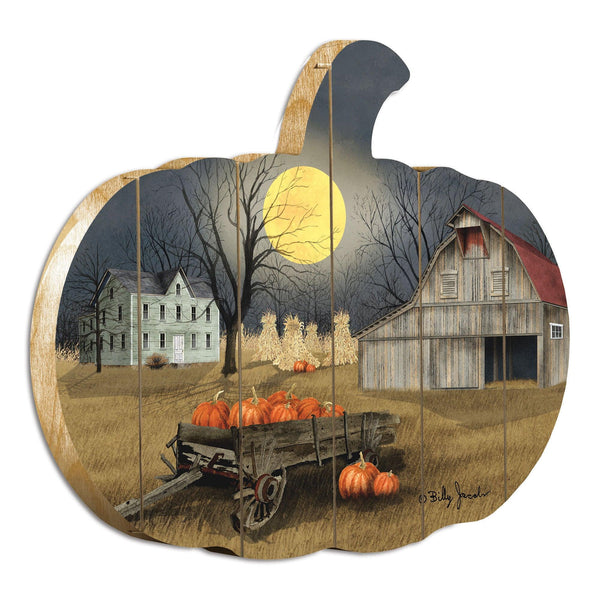 Supfirm "Harvest Moon" By Artisan Billy Jacobs Printed on Wooden Pumpkin Wall Art - Supfirm