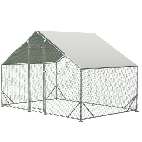 Large Metal Chicken Coop, Walk-in Chicken Run,Galvanized Wire Poultry Chicken Hen Pen Cage, Rabbits Duck Cages with Waterproof and Anti-Ultraviolet Cover for Outside(10' L x 6.6' W x 6.56' H) - Supfirm