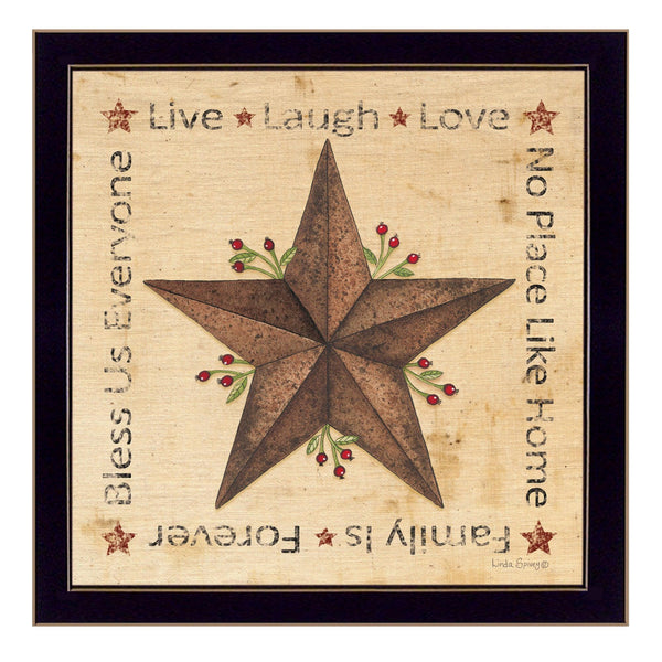 Supfirm "Live, Laugh, Love - Barn Star" By Linda Spivey, Printed Wall Art, Ready To Hang Framed Poster, Black Frame - Supfirm