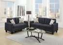 Living Room Furniture 2pc Sofa Set Black Polyfiber Tufted Sofa Loveseat w Pillows Cushion Couch Solid pine - Supfirm