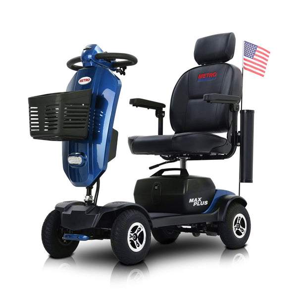 MAX PLUS BLUE 4 Wheels Outdoor Compact Mobility Scooter with 2pcs*20AH Lead acid Battery, 16 Miles, Cup Holders & USB charger Port - Supfirm