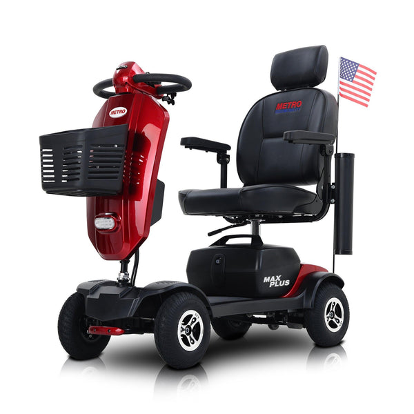 MAX PLUS RED 4 Wheels Outdoor Compact Mobility Scooter with 2pcs*20AH Lead acid Battery, 16 Miles, Cup Holders & USB charger Port - Supfirm