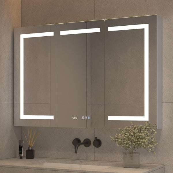 Supfirm Multi-Functional Smart LED Medicine Cabinet ,48*32inch, Touch-Controlled Lighting with Anti-Fog , Modern Bathroom Vanity Mirror - Supfirm