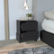 Nightstand Brookland, Bedside Table with Double Drawers and Sturdy Base, Black Wengue Finish - Supfirm