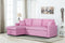 Paisley Pink Linen Fabric Reversible Sleeper Sectional Sofa with Storage Chaise - Supfirm