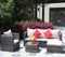 Rattan Patio Furniture Set Wicker Outdoor Sofa Cushioned Sectional Furniture Set Garden Patio Sofa Set (4 Pieces, Brown) - Supfirm