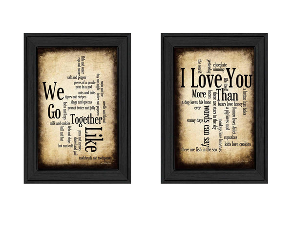 Supfirm "Sentiment Collection" 2-Piece Vignette By Susan Ball, Printed Wall Art, Ready To Hang Framed Poster, Black Frame - Supfirm