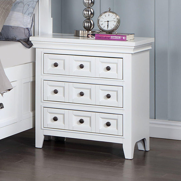 Transitional Style White Color Solid wood 1pc Nightstand Only Bedroom Furniture Bedside Table Round Knobs 3-Drawers Nightstand - Supfirm