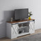 Supfirm TV Stand Sliding Barn Door Modern&Farmhouse Wood Entertainment Center, Storage Cabinet Table Living Room with Adjustable Shelves for TVs Up to 65", Distressed White&Rustic - Supfirm