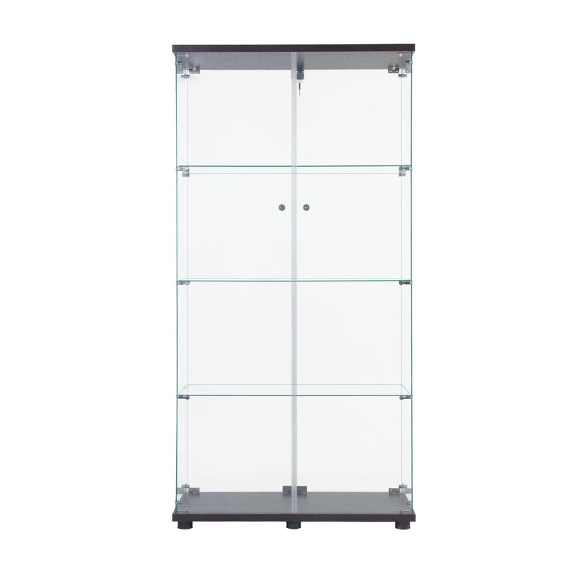 Supfirm Two Door Glass Cabinet Glass Display Cabinet with 4 Shelves, Black - Supfirm