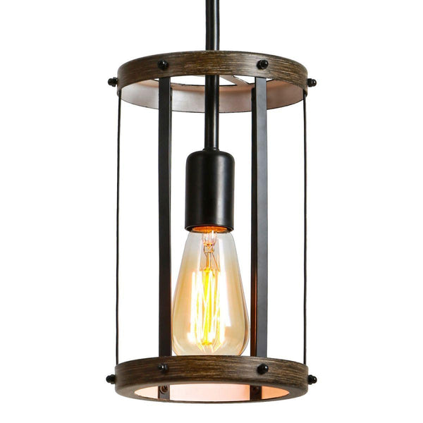 Vintage Rustic Pendant Light Metal Cage Pendant Lamps with Adjustable Length Farmhouse Caged Hanging Lamp for Kitchen Island Living Room Dining Room Entryway E26（1 Light） - Supfirm