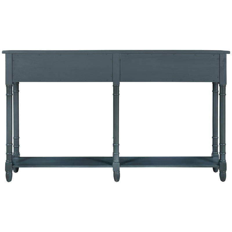 Supfirm TREXM Console Table Sofa Table Easy Assembly with Two Storage Drawers and Bottom Shelf for Living Room, Entryway (Antique Navy)