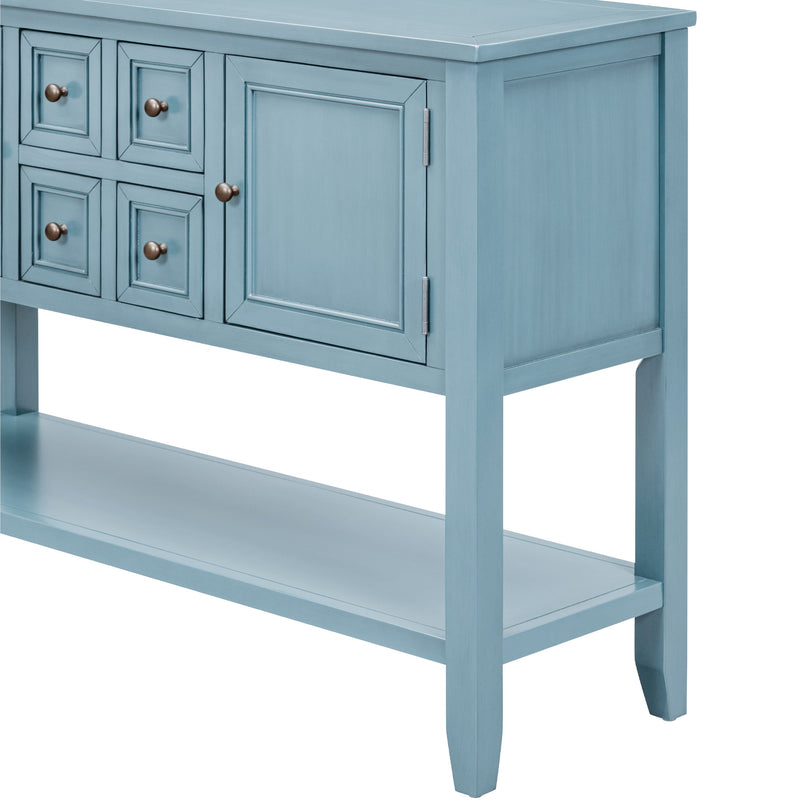 Supfirm TREXM Cambridge Series  Ample Storage Vintage Console Table with Four Small Drawers and Bottom Shelf for Living Rooms, Entrances and Kitchens (Dark Blue,OLD SKU: WF190263AAM)