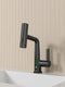 Supfirm Pull-Out Lift LED Temperature Digital Display Bathroom Basin Faucet, Single Handle 360° Rotatable Waterfall 3-in-1 Basin Tap with Adjustable Height - Matte Black