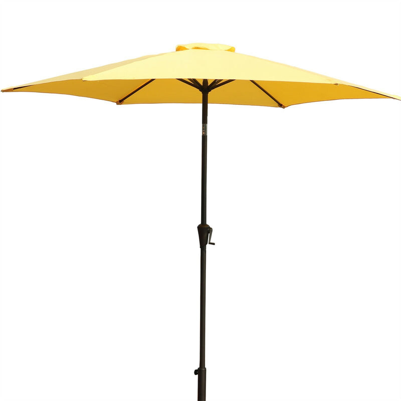 Supfirm 8.8 feet Outdoor Aluminum Patio Umbrella, Patio Umbrella, Market Umbrella with 33 pounds Round Resin Umbrella Base, Push Button Tilt and Crank lift, Yellow