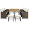Supfirm TOPMAX 11-Piece Patio All-Weather PE Wicker Dining Table Set with Wood Tabletop for 10, Brown Rattan+Beige Cushion