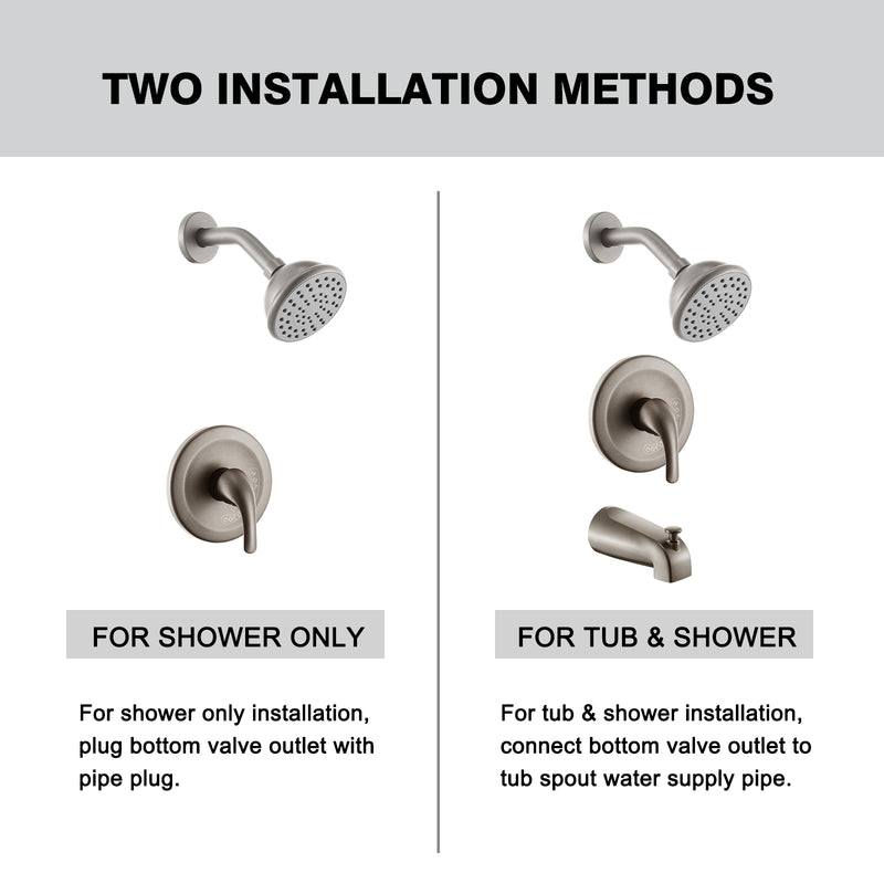 Supfirm Brushed Nickel 6 Inch Shower Faucet wih Tub Spout Combo