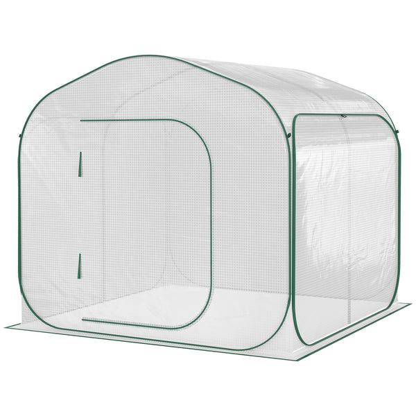 Supfirm 7' x 7' x 6' Portable Walk-in Greenhouse, Pop-up Setup, Outdoor Garden Hot House, Hobby Greenhouse Tent with Zipper Door for Growing Flowers, Herbs, Vegetables, Saplings, Succulents, White