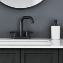 Supfirm Bathroom Faucet 2 Handle 4 Inch Centerset Bathroom Sink Faucets 3 Hole with Pop Up Drain and Water Supply Lines, Matte Black
