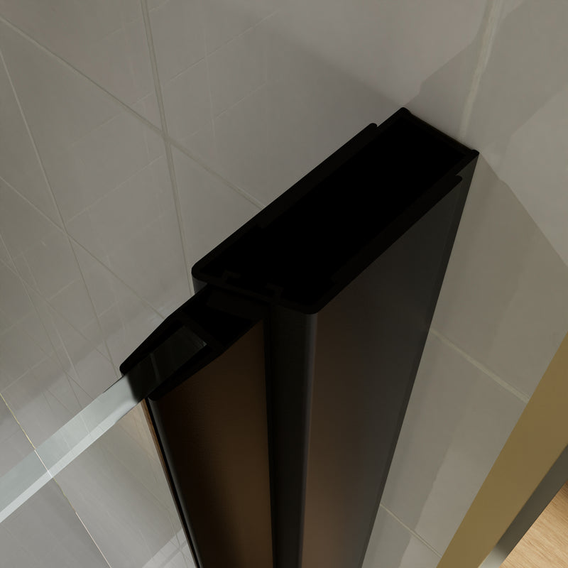 Supfirm Bifold Frameless Glass Shower Door 32 in.W x 72 in.H Pivot Swing Shower Doors with 1/4 in. Clear Tempered Shower Glass Panel in Matte Black Semi-Frameless Shower Door