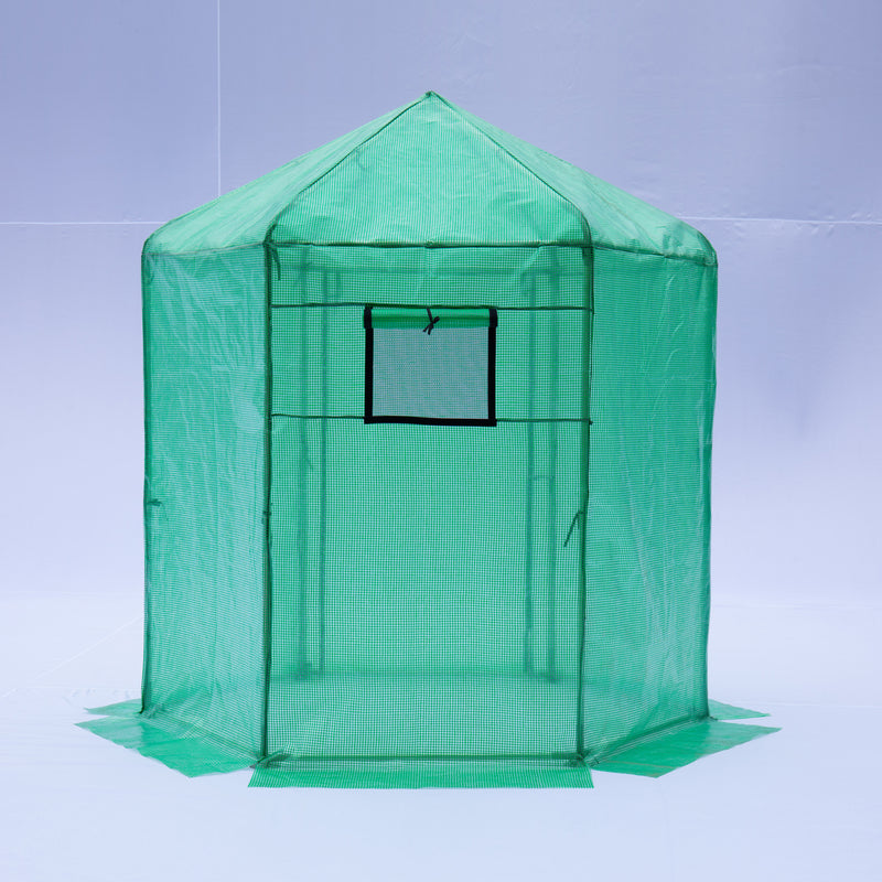 Supfirm Walk-in Greenhouse Hexagonal Upgrade Reinforced Frame Heavy Duty Plastic Greenhouse Reinforced Thickened Waterproof Insulation(6.9*7.5 ft)
