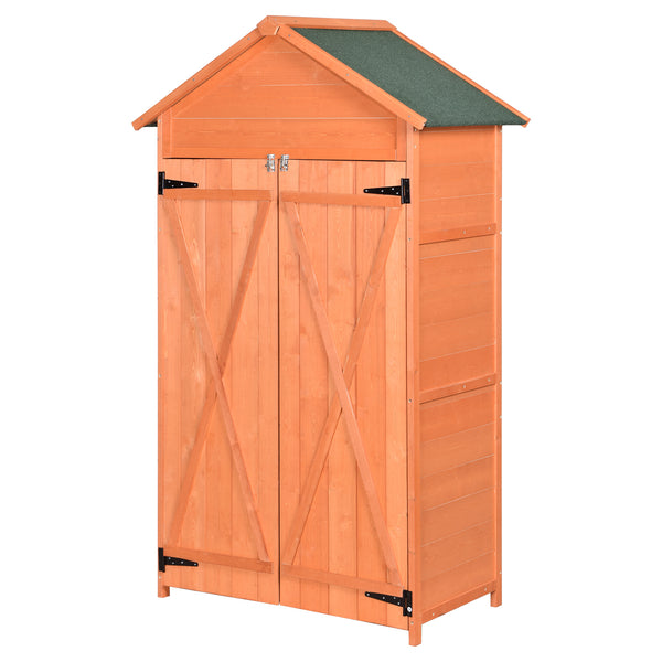 Supfirm Outdoor Storage Shed Wood Tool Shed Waterproof Garden Storage Cabinet with Lockable Doors for Patio Furniture, Backyard, Lawn, Meadow, Farmland