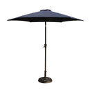 Supfirm 8.8 feet Outdoor Aluminum Patio Umbrella, Patio Umbrella, Market Umbrella with 33 pounds Round Resin Umbrella Base, Push Button Tilt and Crank lift, Navy Blue
