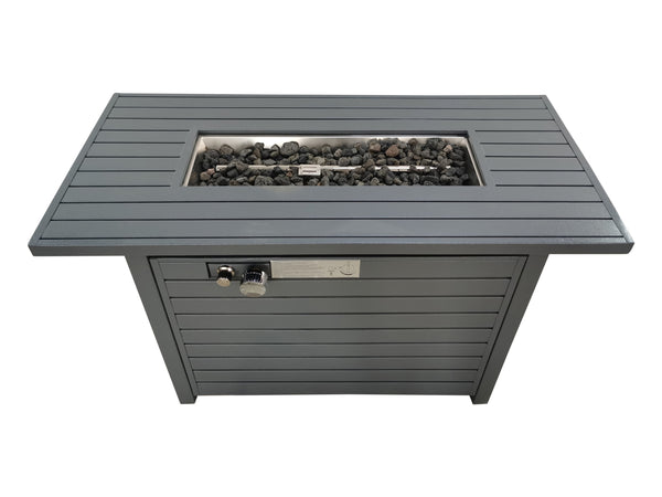 Supfirm Living Source International 24" H x 54" W Steel Outdoor Fire Pit Table with Lid
