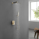 Supfirm Brushed Gold Shower System 10 Inch Bathroom Luxury Rain Mixer Shower Combo Set Wall Mounted Rainfall Shower Head and Handheld System Shower Faucet Set