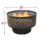Supfirm 26" Wood Burning Lightweight Portable Outdoor Firepit WithSupfirm  Faux Wood Lid Backyard Fireplace for Camping Bonfire