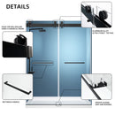 Supfirm Frameless Double Sliding Shower, 69" - 72" Width, 79" Height, 3/8" (10 mm) Clear Tempered Glass, , Designed for Smooth Door with Clear Tempered Glass and Stainless Steel Hardware in Matte Black Finish