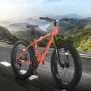 Supfirm S26109  Elecony 26 Inch Fat Tire Bike Adult/Youth Full 21 Speed Mountain Bike, Dual Disc Brake, High-Carbon Steel Frame, Front Suspension, Mountain Trail Bike, Urban Commuter City Bicycle