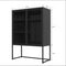 Supfirm Black Storage Cabinet with Doors, Modern Black Accent Cabinet, Free Standing Cabinet, Buffet Sideboards for Bedroom, Kitchen,Home Office
