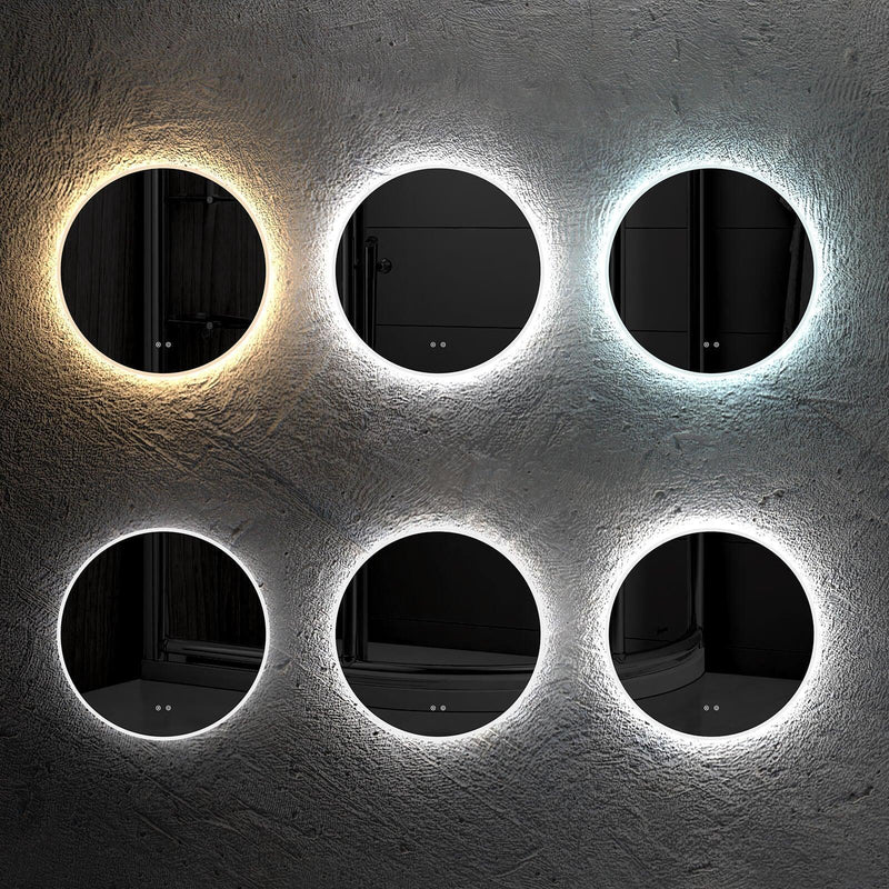 Supfirm φ20" Modern LED Backlit Bathroom Mirror, Diffused Soft Light, Defogging Function, CRI>90, Adjustable Light Brightness & Temperature 3000K, 4500K, 6000K, 0.2" Thick High-definition Silver Mirror