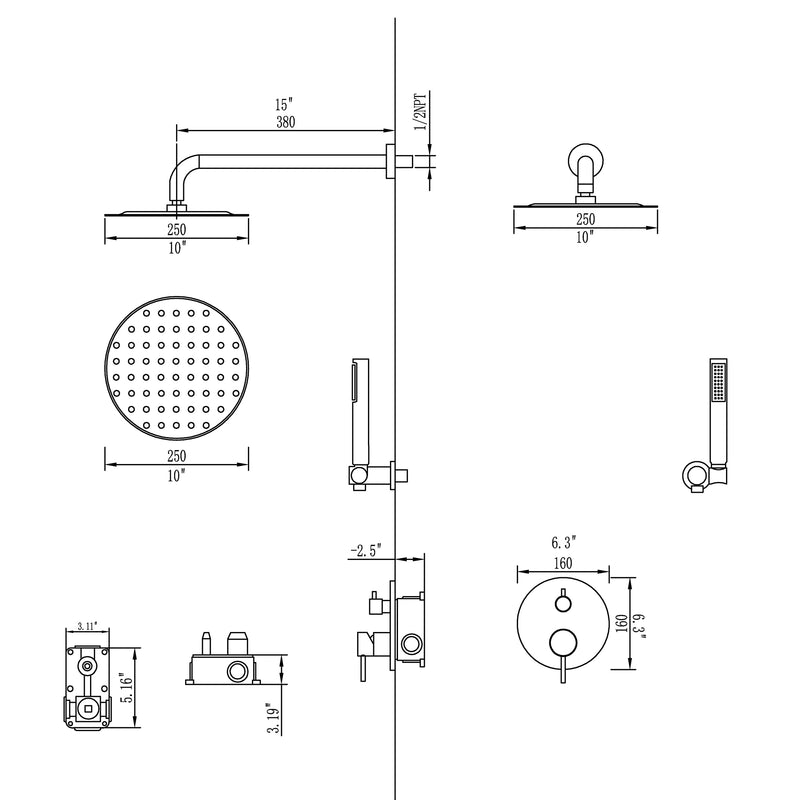 Supfirm Complete Shower System with Rough-in Valve