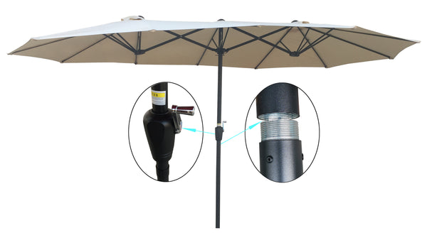 Supfirm 15x9Ft Double-Sided Patio Umbrella Outdoor Market Table Garden Extra Large Waterproof Twin Umbrellas with Crank and Wind Vents for Garden Deck Backyard Pool Shade Outside Deck Swimming Pool