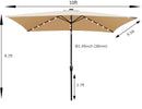 Supfirm 10 x 6.5t Rectangular Patio Solar LED Lighted Outdoor Market Umbrellas  with Crank and Push Button Tilt for Garden Shade Swimming Poo