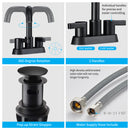 Supfirm Bathroom Faucet 2 Handle 4 Inch Centerset Bathroom Sink Faucets 3 Hole with Pop Up Drain and Water Supply Lines, Matte Black
