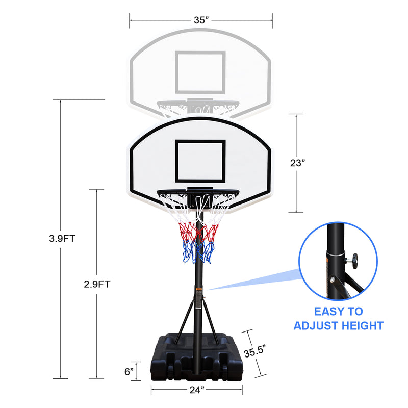 Supfirm Portable Poolside Basketball Hoop System Basketball Hoop for Pool Height Adjustable 3.1ft-4.7ft with 36" Backboard for Indoor Outdoor Use