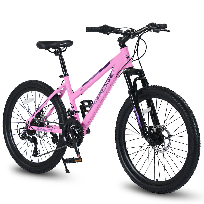 Supfirm S26103  26 inch Mountain Bike for Teenagers Girls Women,  21 Speeds with Dual Disc Brakes and 100mm Front Suspension, White/Pink