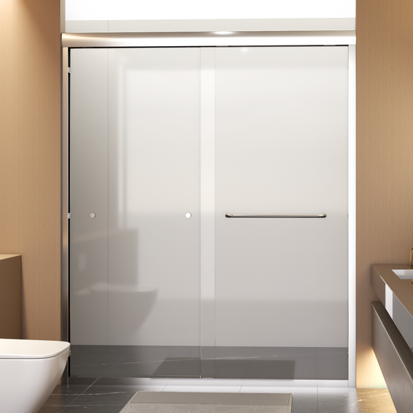 Supfirm 56"-60"W*72" H  Semi-Frameless Double Sliding Shower Door, Bypass Shower Door, 1/4" (6mm) Thick SGCC Tempered Glass Door with Explosion-Proof Film,  Chrome