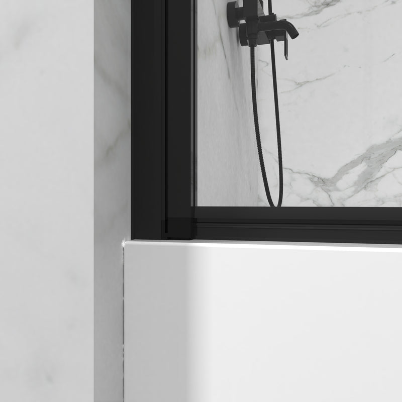 Supfirm Goodyo Bathtub Screen Panel Shower Door 180° Pivot, Black