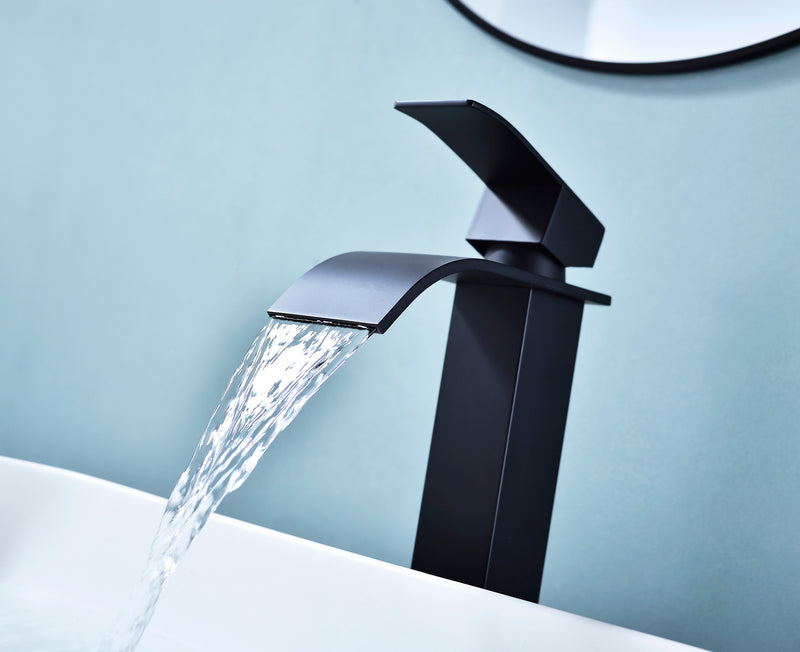 Supfirm Waterfall Spout Bathroom Faucet,Single Handle Bathroom Vanity Sink Faucet