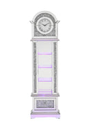 Supfirm ACME Noralie GRANDFATHER CLOCK W/LED Mirrored & Faux Diamonds AC00352