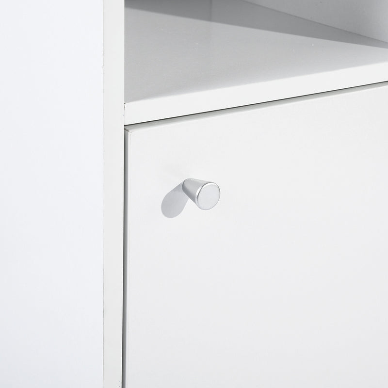 Supfirm White Bathroom Storage Cabinet with Shelf Narrow Corner Organizer Floor Standing (H63 6 Shelves 2 Door)