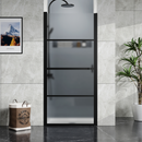 Supfirm Goodyo Framed Hinged Shower Door,34"X72" Swing Tempered Glass Door, Black, Frosted