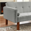 Linen upholstered modern convertible folding sofa bed with 4 solid wood feet and 1 metal center foot. - Supfirm