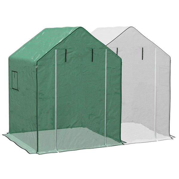 Supfirm 2 Pieces Walk-in Greenhouse Replacement Cover for 01-0472 w/ Roll-up Door and Mesh Windows, 55"x56.25"x74.75" Reinforced Anti-Tear PE Hot House Cover (Frame Not Included), White and Green