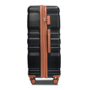 Supfirm Luggage Sets New Model Expandable ABS Hardshell 3pcs Clearance Luggage Hardside Lightweight Durable Suitcase sets Spinner Wheels Suitcase with TSA Lock 20''24''28''(Black and Brown)