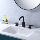 Supfirm Round Widespread Double Handle Bathroom Sink Faucet with Matte Black